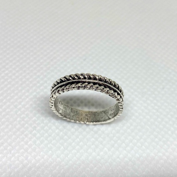 Silver And Black Accent Eternity Band Ring - Picture 1 of 2